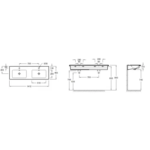Мебельная раковина Vox 140х46 см, 140 см EXAA112-Z-00 Jacob Delafon