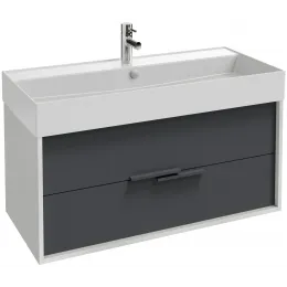 Модуль под раковину Vivienne 100х46х45 см, 2 ящика, без ручек, корпус белый, фасад насыщенный серый матовый EB1585-N18-M76 Jacob Delafon