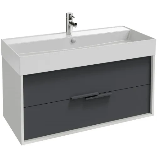 Модуль под раковину Vivienne 100х46х45 см, 2 ящика, без ручек, корпус белый, фасад насыщенный серый матовый EB1585-N18-M76 Jacob Delafon