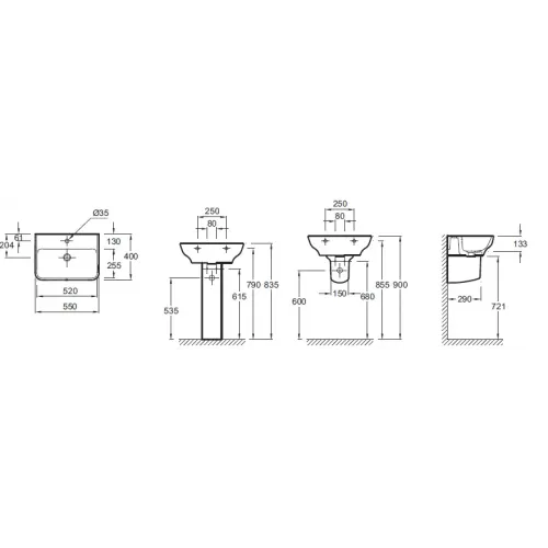 Подвесная раковина Struktura 45х35х17 см, санфарфор EGE111-00 Jacob Delafon