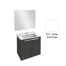 Комплект мебели для ванной Struktura 80 см, белый меламин, две дверки, полочка, 1 отверстие под смеситель, полотно, подвесной монтаж EB1098-NF+EXH112-00+EB1281-N18 Jacob Delafon