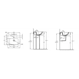 Подвесная раковина Odeon Up 60х44х13,5 см, с отверстием для смесителя, санфарфор E4700-00 Jacob Delafon