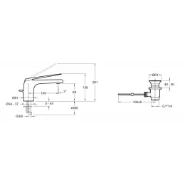 Смеситель для умывальника Avid полированный никель, с гибкой подводкой, неповоротный излив, с донным клапаном E97345-BN Jacob Delafon