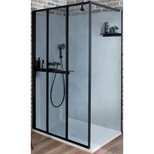 Душевая перегородка Walk-In Nouvelle Vague 40х200 см, матовый, прозрачное стекло, 6 мм, черный профиль E94WS40-B1 Jacob Delafon