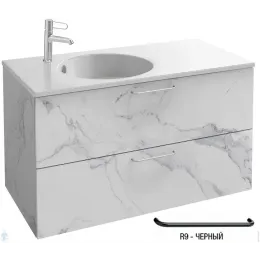 Модуль под раковину Odeon Rive Gauche 100х50,8х56,8 см, 2 ящика, белый мрамор, ручки - черный EB2524-R9-NR4 Jacob Delafon