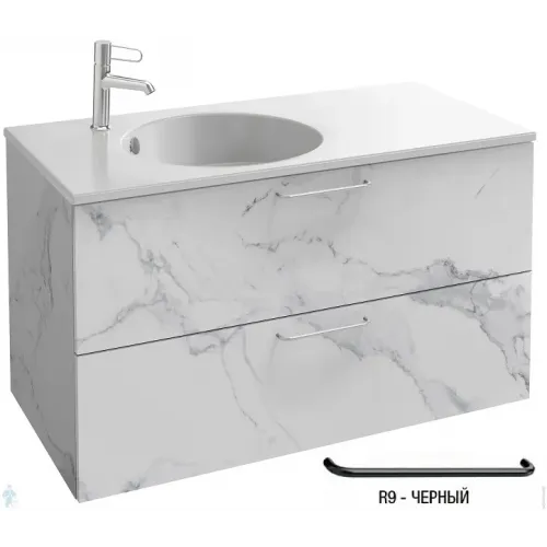 Модуль под раковину Odeon Rive Gauche 100х50,8х56,8 см, 2 ящика, белый мрамор, ручки - черный EB2524-R9-NR4 Jacob Delafon