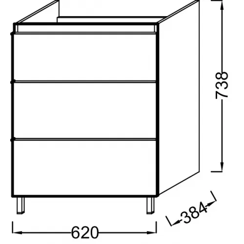 Модуль под раковину Odeon Up 62х38,4х73,8 см, левосторонняя, 3 ящика, белый глянцевый EB991G-G1C Jacob Delafon