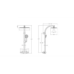 Душевая система без излива Talan 1 режим, 25 см, square, термостат, верхний душ, с лейкой E20642RU-CP Jacob Delafon
