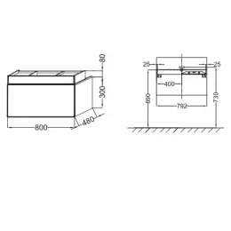 Модуль под раковину Terrace 80х48х38 см, светло-коричневый блестящий, верхний ящик из цельного дерева, система push-to-open EB1186-G80 Jacob Delafon