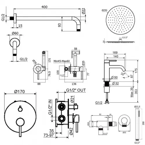 Комплект для душа Plumberia Selection IXO KITZXO18CR53