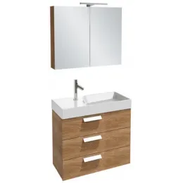 Комплект мебели для ванной Rythmik 80 см, малиновый блестящий, 3 выдвижных ящика, левая, с 1 отверстием для смесителя, с подсветкой, подвесной монтаж, с подсветкой EXP112-Z-00+EB1308-R3+EB796RU-R3 Jacob Delafon