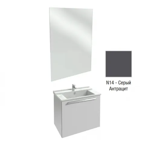 Комплект мебели для ванной Struktura 80 см, серый антрацит, 1 выдвижной ящик, высокое зеркало, без подсветки, подвесной монтаж EB1209-NF+EXH112-00+EB1285-N14 Jacob Delafon