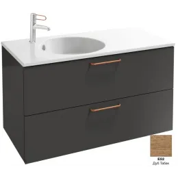 Модуль под раковину Odeon Rive Gauche 100х50,8х56,8 см, 2 ящика, медные ручки, дуб табак EB2524-R7-E52 Jacob Delafon