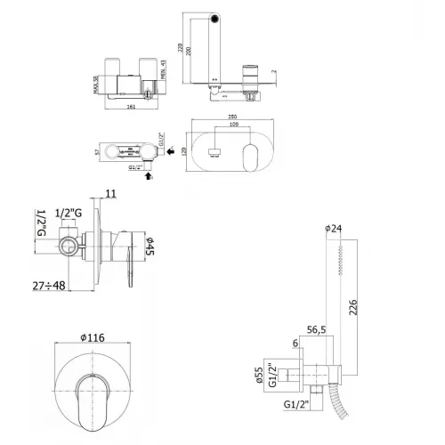 Комплект для душа Paffoni Candy KITCA010HCR105
