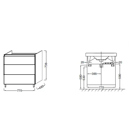 Модуль под раковину Odeon Up 77х48,5х73,8 см, белый блестящий EB993-N18 Jacob Delafon