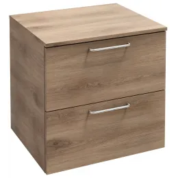 Тумба для ванной Odeon Rive Gauche квебекский дуб, 2 ящика, ручки хром, подвесной монтаж 60х51,5 см EB2547-R5-E10 Jacob Delafon