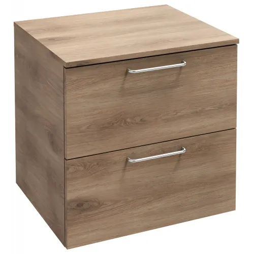 Тумба для ванной Odeon Rive Gauche квебекский дуб, 2 ящика, ручки хром, подвесной монтаж 60х51,5 см EB2547-R5-E10 Jacob Delafon