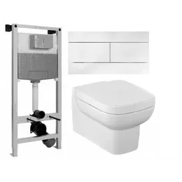 Комплект унитаза с инсталляцией Replay с белой клавишей, с микролифтом, с кнопкой E5504-NF-M24 Jacob Delafon