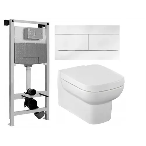 Комплект унитаза с инсталляцией Replay с белой клавишей, с микролифтом, с кнопкой E5504-NF-M24 Jacob Delafon