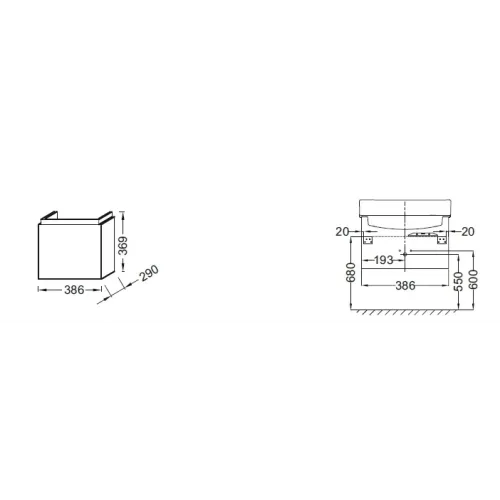 Модуль под раковину Rythmik 38,6х29х36,9 см, ярко-красный сатин EB1036-S45 Jacob Delafon