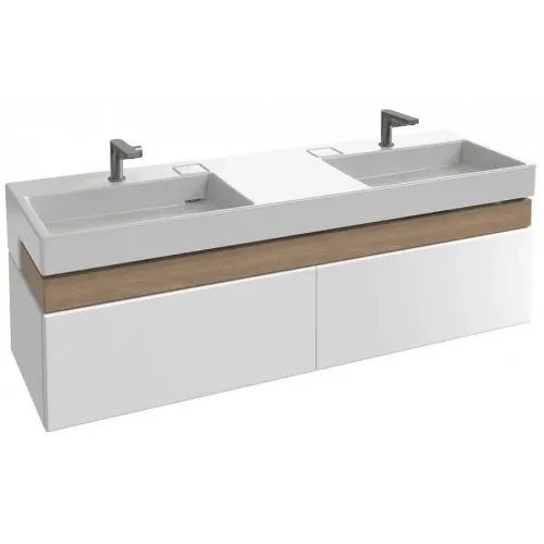 Модуль с раковиной Terrace 150 см, белый блестящий, раковина с подсветкой,1 лакированный выдвижной ящик, подвесной монтаж, система push-to-open EXA9112-00+EB1734RU-G1C-G1C Jacob Delafon