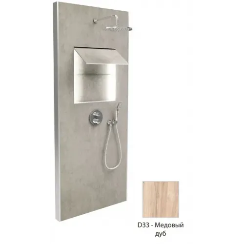 Душевой сет со стеновой панелью Ecrin 100х233,5 см, медовый дуб, круглая лейка, подсветка, термостат, верхний душ, с лейкой E803031-D33 Jacob Delafon