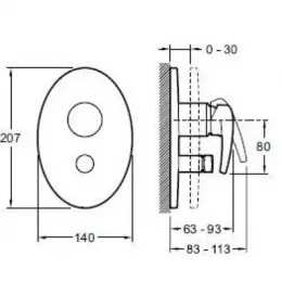 Лицевая часть встраиваемого смесителя Panache 2 функции E98716-CP Jacob Delafon