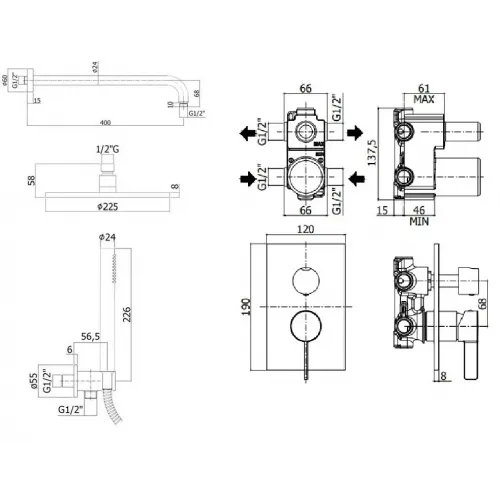 Комплект для душа Paffoni Rock KITRO018RCR