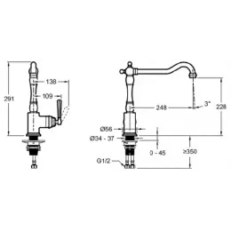 Смеситель для кухни Cleo поворотный излив E24317-CP Jacob Delafon