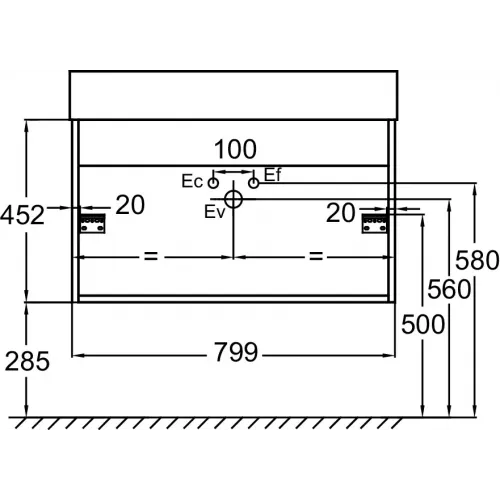 Модуль под раковину Vivienne 79,9х45,2х45,2 см, фасад темнокрасный сатин, корпус дуб табак EB1507-E52-S08 Jacob Delafon