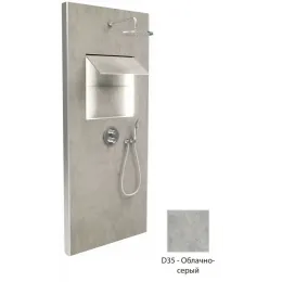 Душевой сет со стеновой панелью Ecrin 100х233,5 см, облачно-серый, круглая лейка, подсветка, термостат, верхний душ, с лейкой E803031-D35 Jacob Delafon