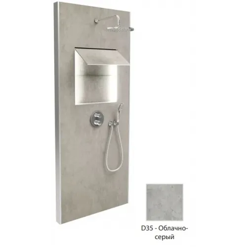 Душевой сет со стеновой панелью Ecrin 100х233,5 см, облачно-серый, круглая лейка, подсветка, термостат, верхний душ, с лейкой E803031-D35 Jacob Delafon
