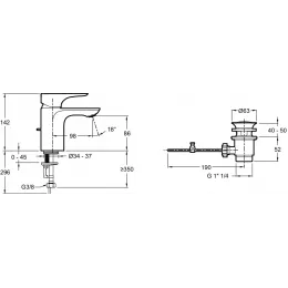 Смеситель для умывальника Villette неповоротный излив, с донным клапаном E23718-CP Jacob Delafon