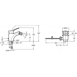 Смеситель для биде Brive с донным клапаном E75763-4-CP Jacob Delafon