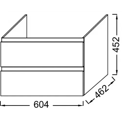 Модуль под раковину Madeleine 60х46х45 см, 2 ящика, встроенные ручки, серый матовый EB2052-J54 Jacob Delafon