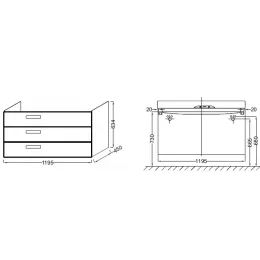Модуль под раковину Rythmik 119,5х45х63,4 см, белый блестящий лак, 3 выдвижных ящика EB1311-G1C Jacob Delafon