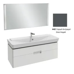 Комплект мебели для ванной Reve 120 см, серый антрацит, 2 выдвижных ящика, с двумя отверстиями под смеситель, с подсветкой, подвесной монтаж EB577-NF+E4824-00+EB1137-442 Jacob Delafon