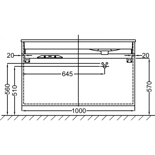 Модуль под раковину Vox 100х46х73,4 см, 3 ящика, белый глянцевый, встроенные ручки EB2045-RA-G1C Jacob Delafon