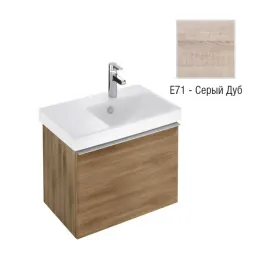 Модуль с раковиной Odeon Up 65 см, серый дуб, с левым крылом, 1 выдвижной ящик, подвесной монтаж E4758G-00+EB886-E71 Jacob Delafon