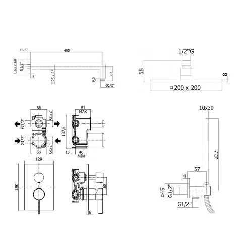 Комплект для душа Paffoni Rock KITRO018SCR