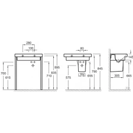 Комплект мебели для ванной Odeon Up 65 см, квебекский дуб, 1 выдвижной ящик, с левым крылом, зеркальные двойные дверцы, с подсветкой, подвесной монтаж E4758G-00+EB886-E10+EB795DRU-E10 Jacob Delafon
