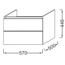 Модуль под раковину Parallel 57х50х44,6 см, квебекский дуб, 2 ящика, без отверстия для сифона EB504-E10 Jacob Delafon