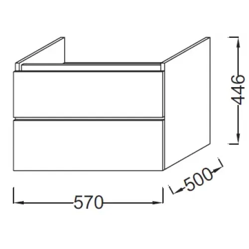 Модуль под раковину Parallel 57х50х44,6 см, квебекский дуб, 2 ящика, без отверстия для сифона EB504-E10 Jacob Delafon