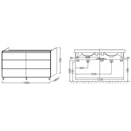Модуль под раковину Odeon Up 136,6х48,5х73,8 см, белый блестящий EB996-N18 Jacob Delafon