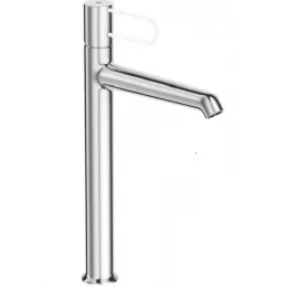 Высокий смеситель на столешницу Odeon Rive Gauche 24 см, ручка белая, неповоротный излив, с донным клапаном E21030-00-CP Jacob Delafon