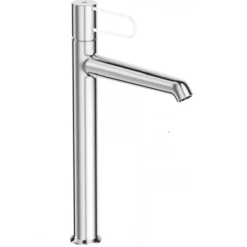 Высокий смеситель на столешницу Odeon Rive Gauche 24 см, ручка белая, неповоротный излив, с донным клапаном E21030-00-CP Jacob Delafon