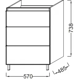 Модуль с раковиной Odeon Up 60 см, дуб шампань, 3 выдвижных ящика, подвесной монтаж E4778-00+EB990-E19 Jacob Delafon