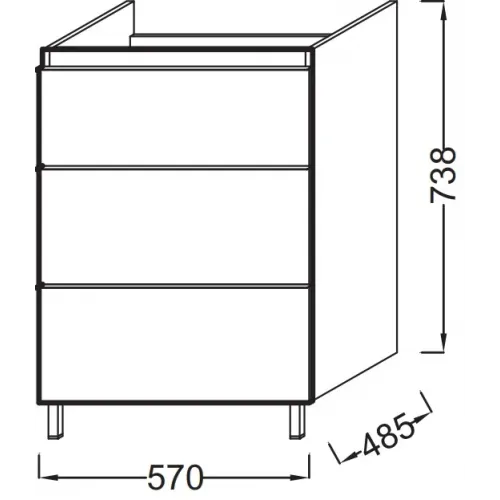 Модуль с раковиной Odeon Up 60 см, дуб шампань, 3 выдвижных ящика, подвесной монтаж E4778-00+EB990-E19 Jacob Delafon