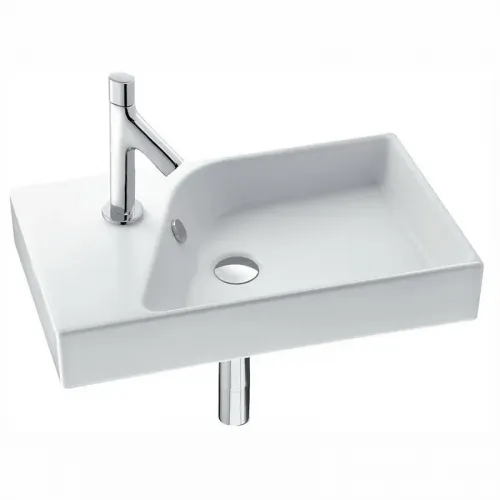 Подвесная раковина Formilia Rythmik 60х37х8,5 см, левая, одно отверстие для смесителя, санфарфор EXR112-00 Jacob Delafon