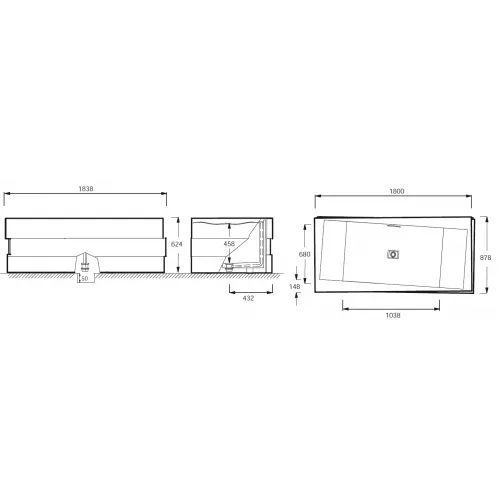 Ванна из материала Lithocast Askew 180х87,8 см 1801K-00 Jacob Delafon